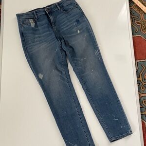 LOFT Classic Distressed Blue Denim Curvy Jeans size 8/10